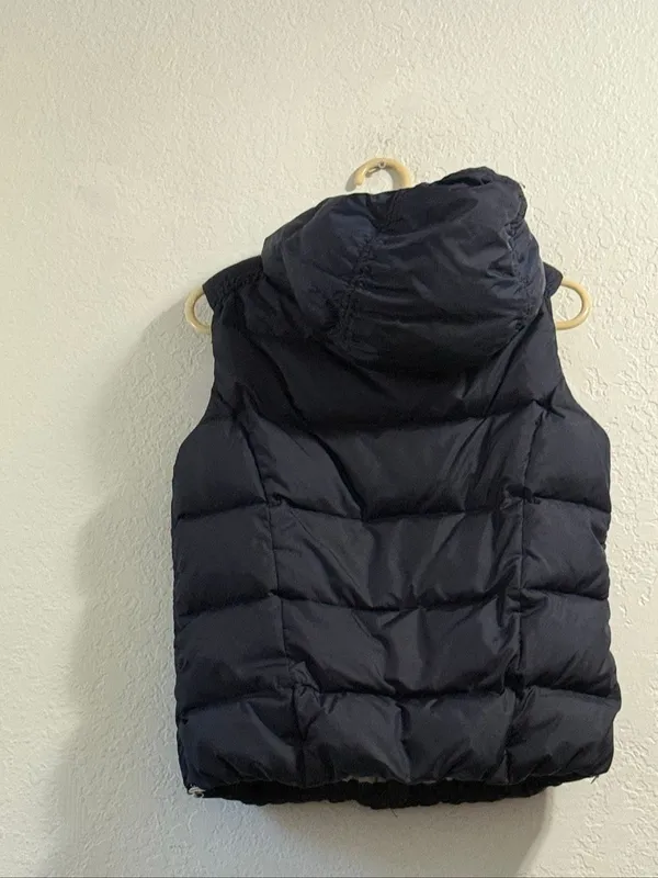 Eddie Bauer 650 Fill Down Vest Womens Blue M Hooded Ski Snow Puffer - Image 3