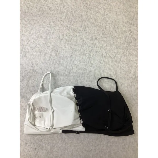 CALIA Womens XXL Colorblock Ruched Bikini Top Black White Square Neck NWOT - Image 2