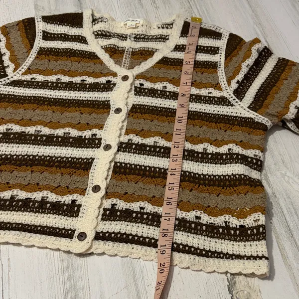 Ultra Pink Brown and Cream Striped Crochet Top - Image 10