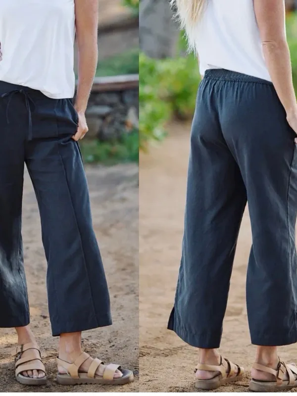 RipSkirt Hawaii Womens XXL Wide Leg Crop Pants Black Casual Coastal Outdoors - Image 2