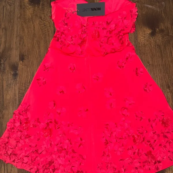 Tessa Floral‎ Applique Mini Dress Red Size Medium - Image 3
