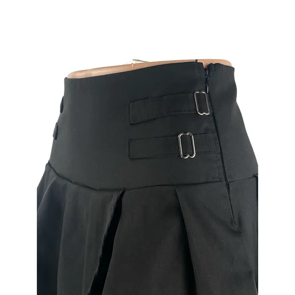 Princess Polly Women's Black Buckle Zip High Waist Pleated A Line Mini Skirt 4 - Image 2
