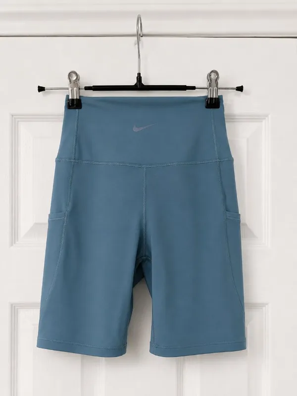 NWOT Nike One Dri-FIT Blue High Rise Biker Shorts Pockets Size XS - Image 3