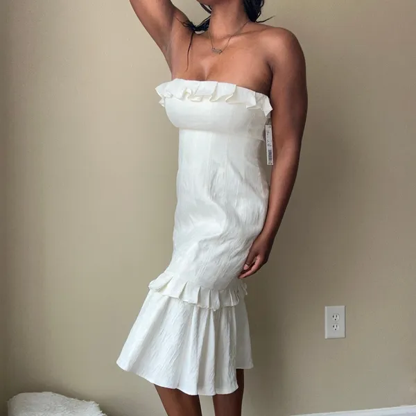 Antonio Melani White Sofia Strapless Midi Dress Size 8 - Image 2