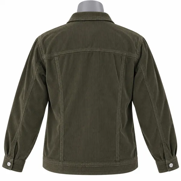 American Eagle Olive Green Corduroy Trucker Jacket XXL Womens Utility Coat - Image 3
