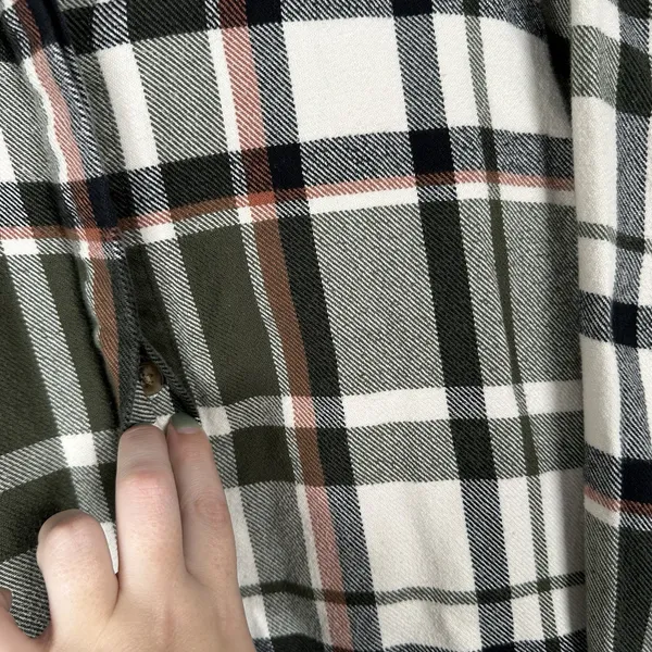 Madewell Flannel Bromley Plaid Shirt Womens Size XS‎ Green Cream Cotton Buttons - Image 5
