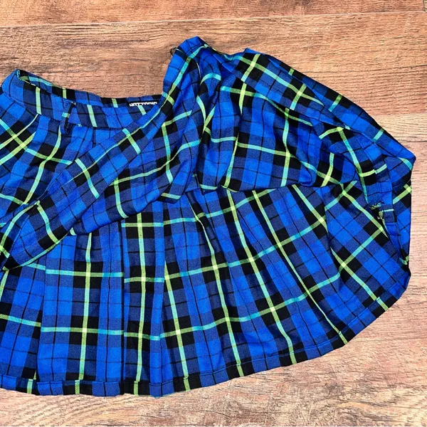 Hot Topic Blue Plaid Goth Schoolgirl Skirt - Image 9