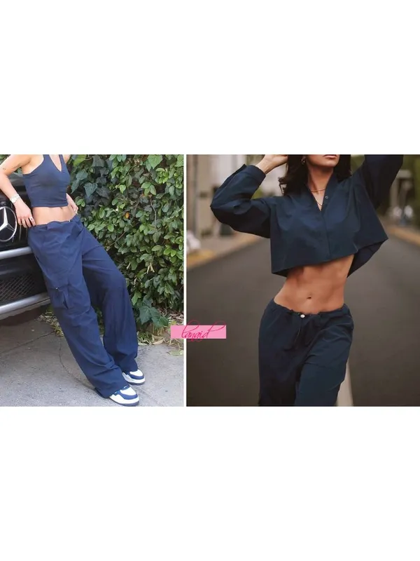 Alo Megastar Cargo Pants High OR Low Rise Navy Wide Leg Outdoor Hiking Utility M - Image 8