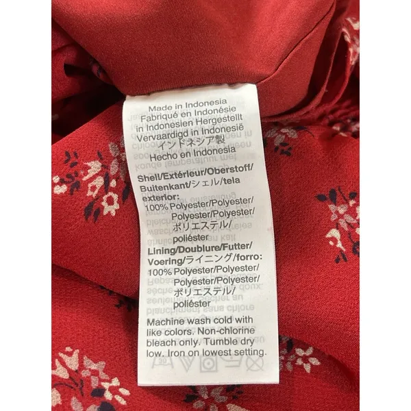 Madewell XL Red Ditsy Floral Babydoll Blouse Sheer Long Sleeve Boho Cottagecore - Image 8