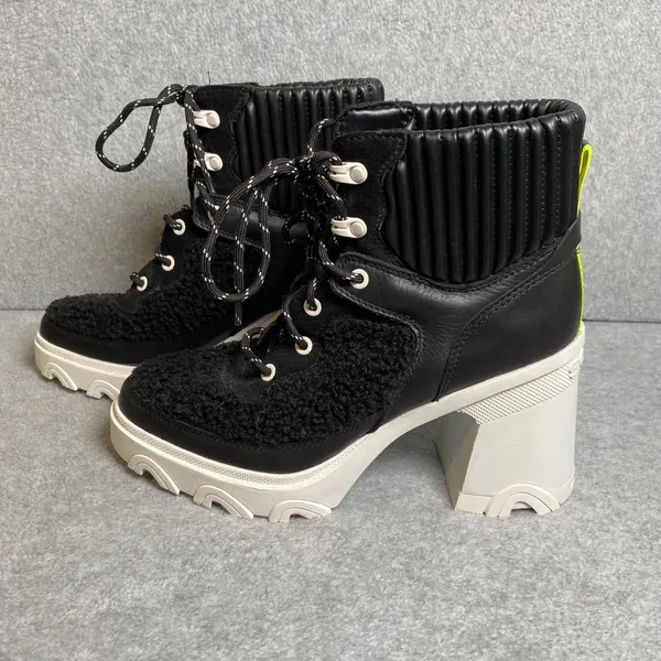 Sorel Brex‎ Boot Lace Women's Sz 8.5 Black White Waterproof Shearling Chunky NWT - Image 3