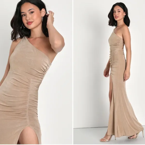 LULU's Sexy Prom Wedding Elegant Slimming One Shoulder Mermaid Trumpet Maxi - Image 4