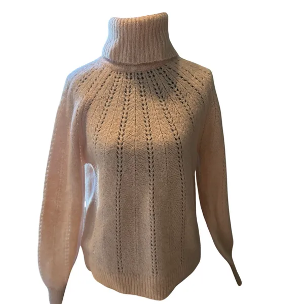 Haven Well Within Wool Blend Pointelle Mock Neck Sweater — Size S - Image 2