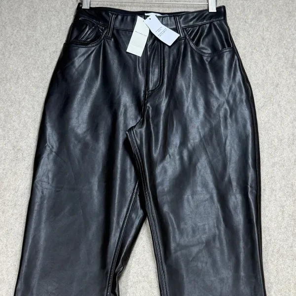 Abercrombie & Fitch Vegan Leather Cropped Pants 28/6 XS Black 90s Straight Edgy - Image 9
