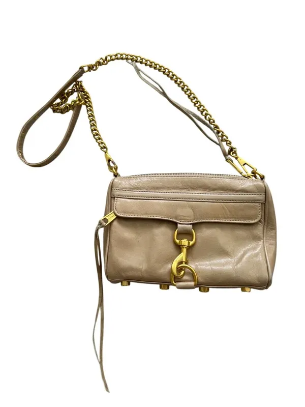 REBECCA MINKOFF Tan Gold Leather MAC Crossbody Bag - Image 3