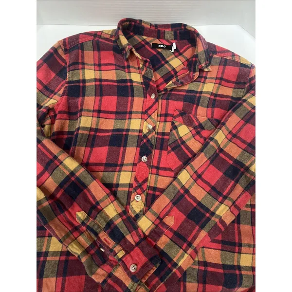 Y2K Vintage Flannel Shirt Womens Plaid BDG  90s Button Down Small - Image 5