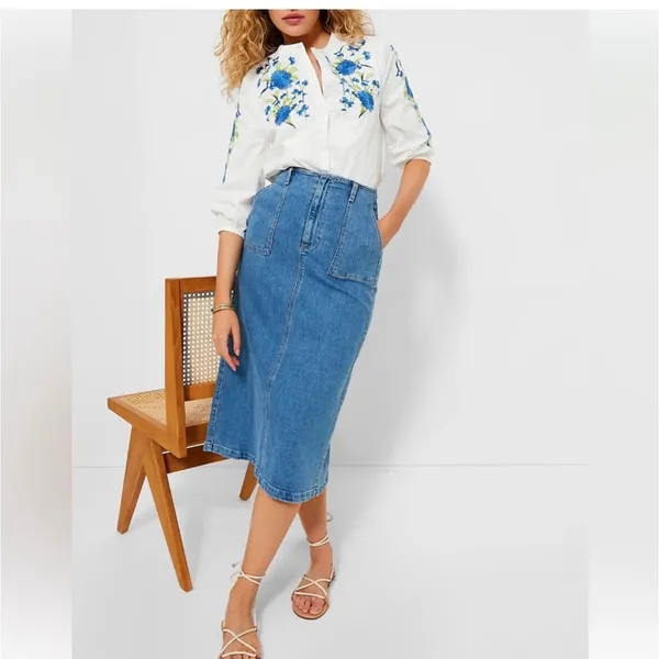 NEW Tuckernuck Hyacinth House Bluebell Embroidery Thalia Blouse Size XXS - Image 2