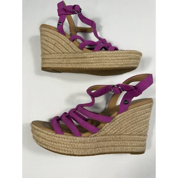 UGG Cressida Pink Purple Strappy 3"Wedges‎ Summer Vacation Casual Cute Size 7.5 - Image 6