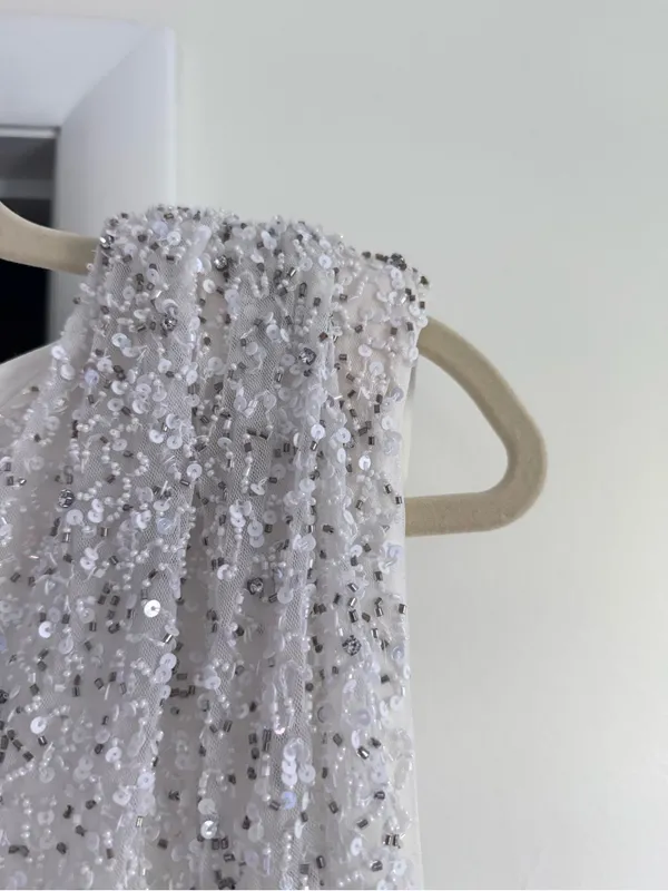 Retrofete Carnegie Sequin white silver beaded dress size small NWT - Image 11