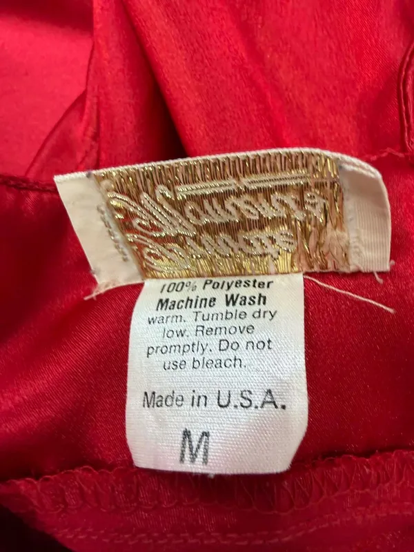 Private Moments Vintage Red Satin Maxi Slip Nightgown Dress - Image 4