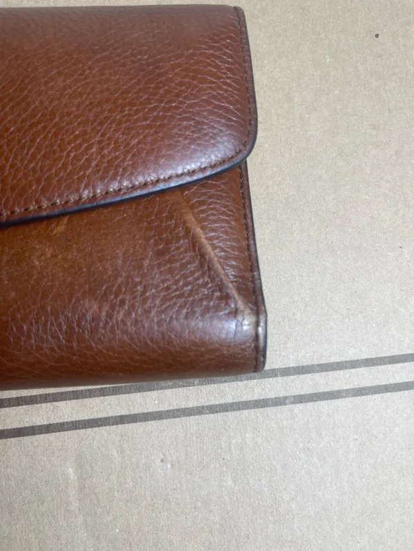 Coach Brown Pebbled Leather Flap Wallet with Silver Plaque - Image 5