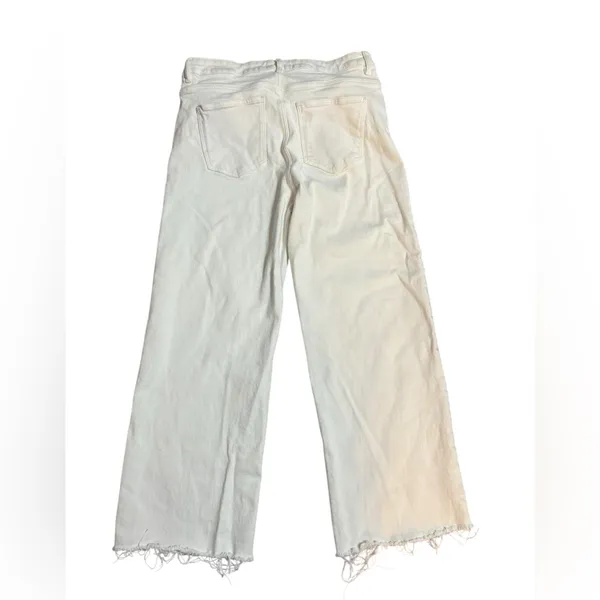 ZARA White Wide Leg High Rise Jeans w/ Raw Hem Sz 10 Y2K Street-style Minimalist - Image 3