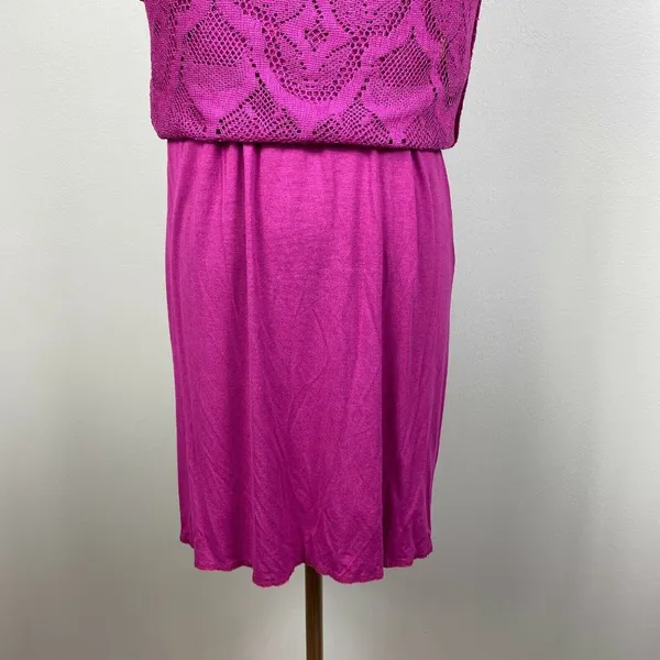 Nightcap Mini Dress Large Pink‎ Lace Open Back Bell Sleeve Boho Boatneck New NWT - Image 9