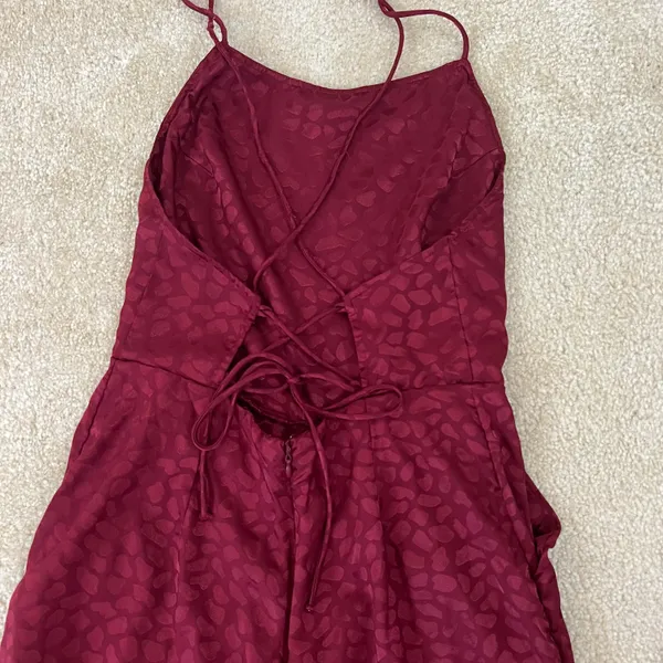 Red Criss-Cross Cheetah Print Jumpsuit - Image 3