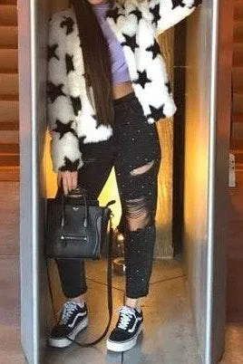 Star Fur Jacket White - Image 3