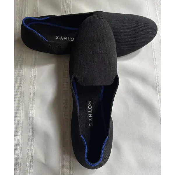 Rothy's The Loafer Black Round Toe Knit Ballet Flats Women's Size W12/EU 43 - Image 3