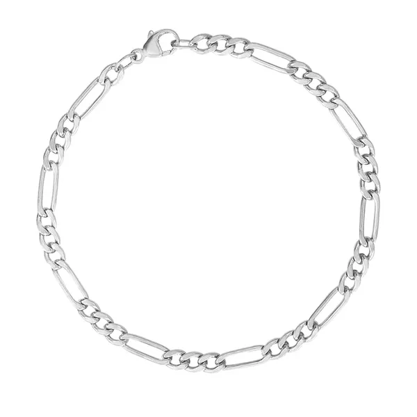 NEW Unisex Rhodium Plated 925 Sterling Silver‎ Figaro Chain Bracelet, 8” - Image 8