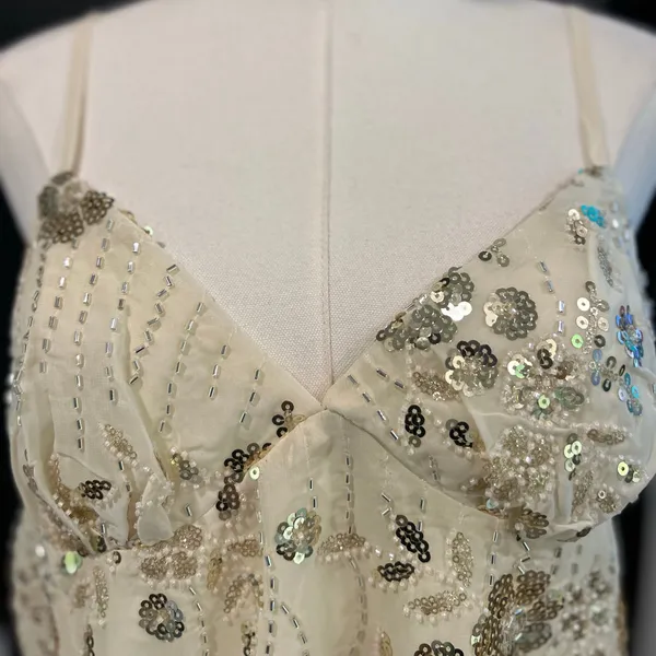 Beaded Sequin NWT Fairy Cami Crop Top Ivory Party Y2K Coquette XL No Boundaries - Image 2