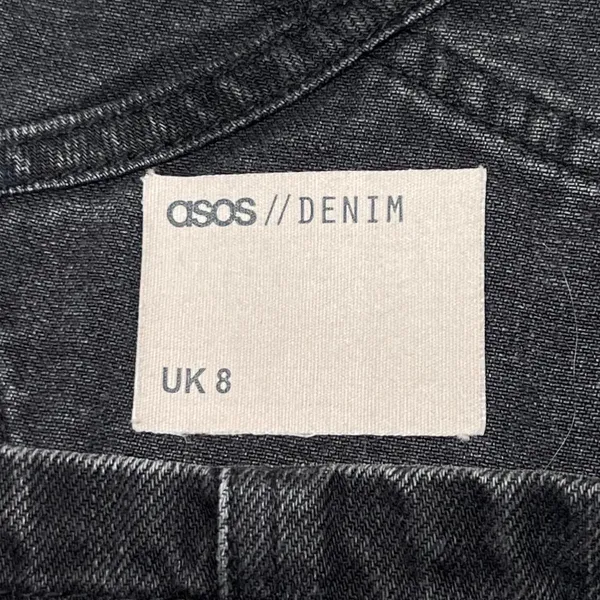 ASOS Black Denim Overall Dress Mini Skirt Size 4 Adj. Straps Boho Y2K EUC - Image 5