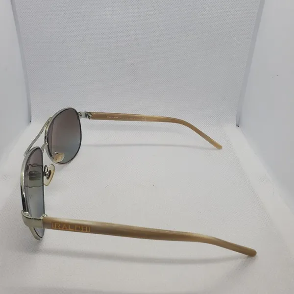 Ralph Lauren Polarized Silver & Tan Aviator Sunglasses - Image 13