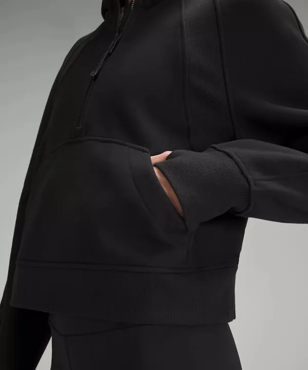 Scuba Oversized 1/2 Zip Hoodie in Black - Image 3