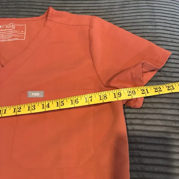 FIGS Set Catarina One Pocket Scrub Tops Medium Orange And Black EUC - Image 12