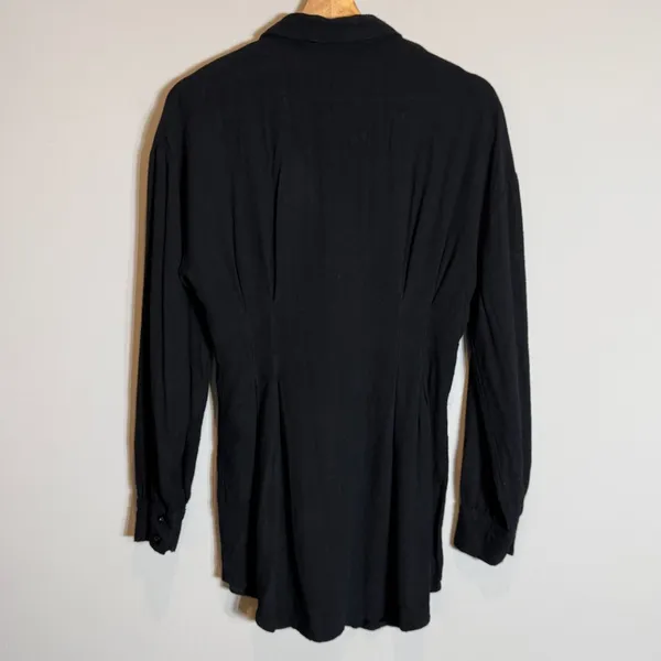 White Fox Feels Like A Holiday Shirt Dress Womens Small Black Micro Mini Pleated - Image 12