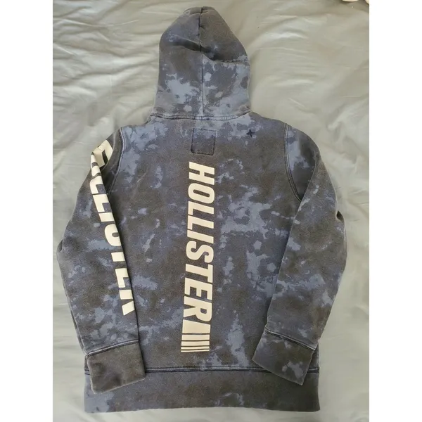 Hollister Hoodie Women Size Small Blue Tie-Dye Long Sleeve Pullover Logo FLAW - Image 8