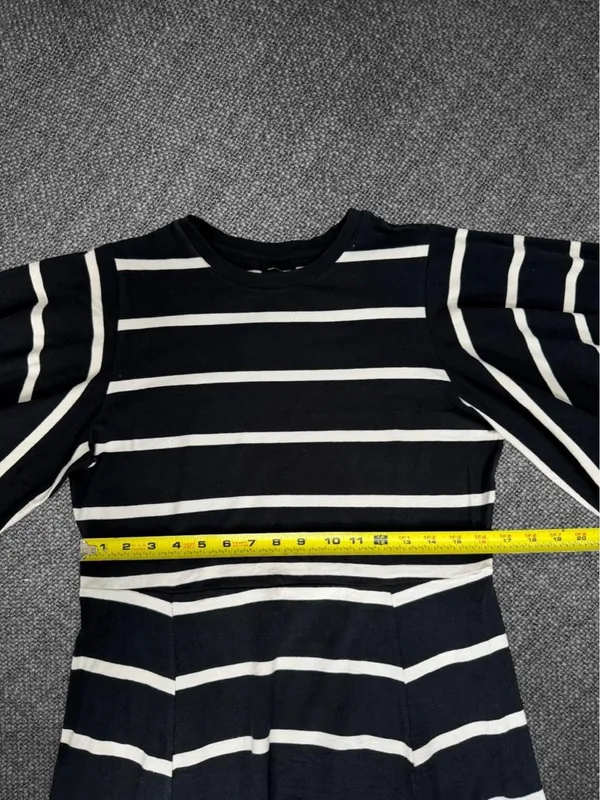 Who What Wear Black And White Striped Ruffle Sleeve Dress - Image 6