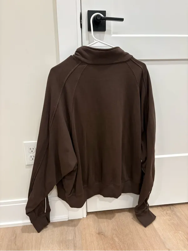 Baleaf Dark Brown Half-Zip Bomber Pullover - Image 4