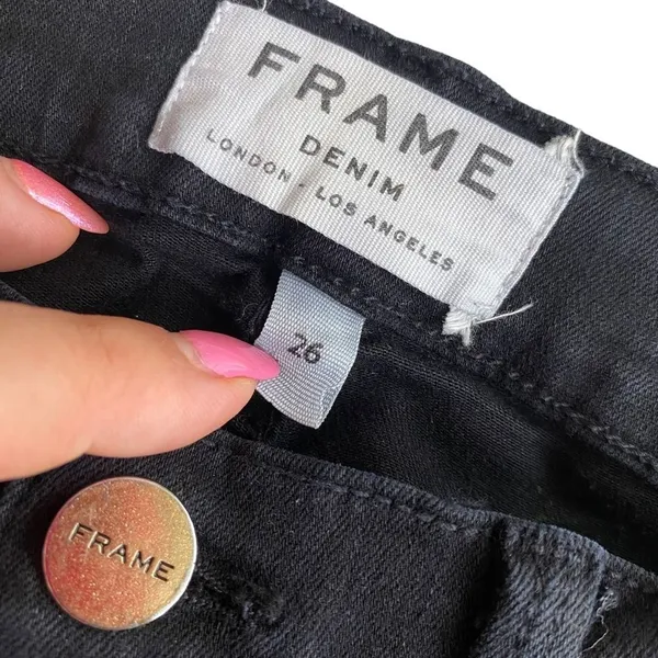 Frame Distressed Black Skinny Jeans Le Skinny de Jeanne Grunge Emo Size‎ 26 - Image 3