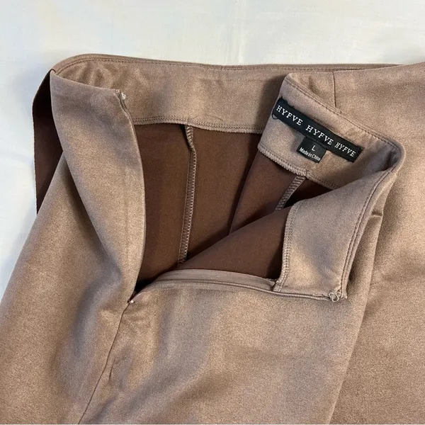 Y2k Faux Suede Wrap Skort Brown Large Mini Skirt Shorts Neutral - Image 10