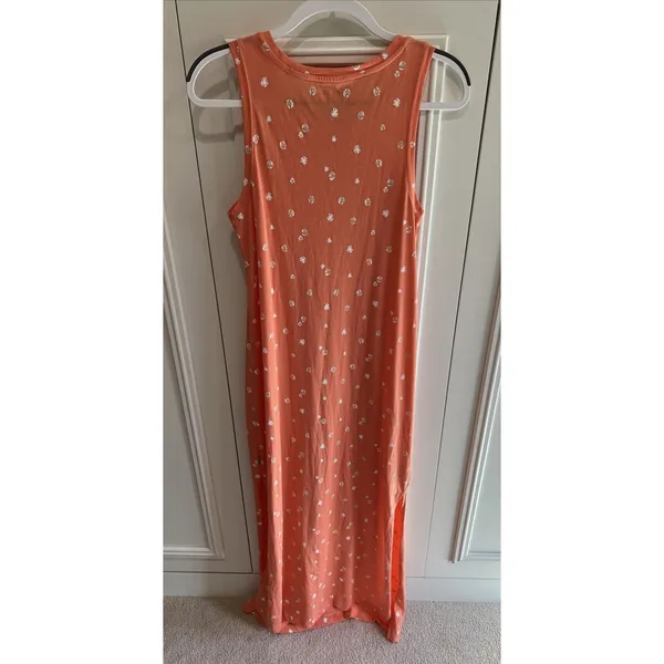 Eddie‎ Bauer Orange Floral Print Tank Maxi Dress Vacation Casual Beach Spring - Image 4