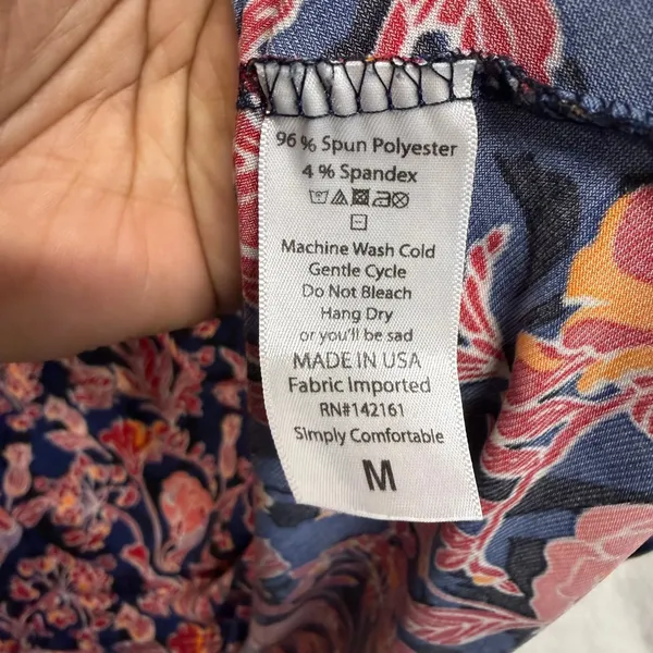LuLaRoe M Lola Maxi Skirt Navy Pink Floral Stretchy Modest Boho Spring Summer - Image 5