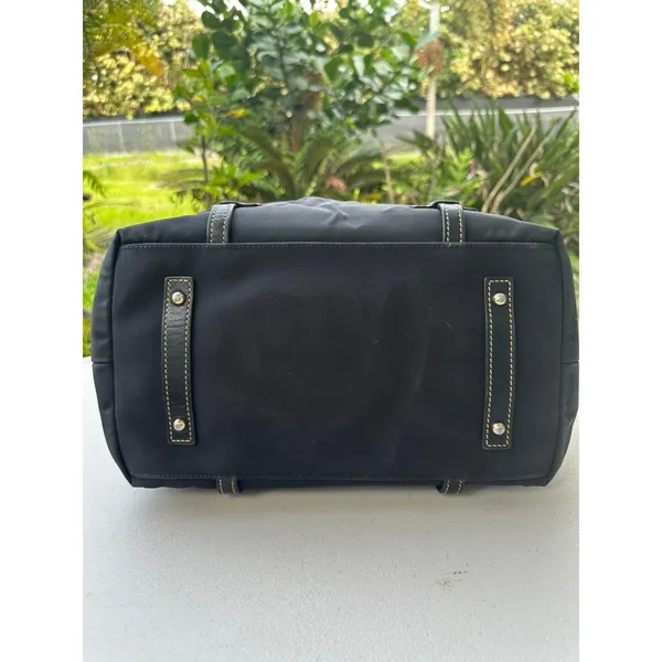 Dooney & Bourke #K0339891 Black Nylon Leather Trim Snap Buttons Pocket Tote Bag - Image 6