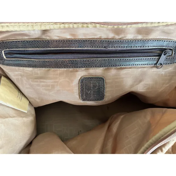 Vintage Diane Von Furstenberg Brown Quilted Top Handle Crossbody Duffle Bag - Image 8