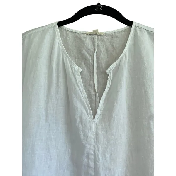 Eileen Fisher White Pull Over Organic Linen Tunic Top Size Medium - Image 4