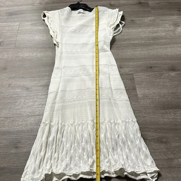 Zara crochet mesh white dress - Image 5