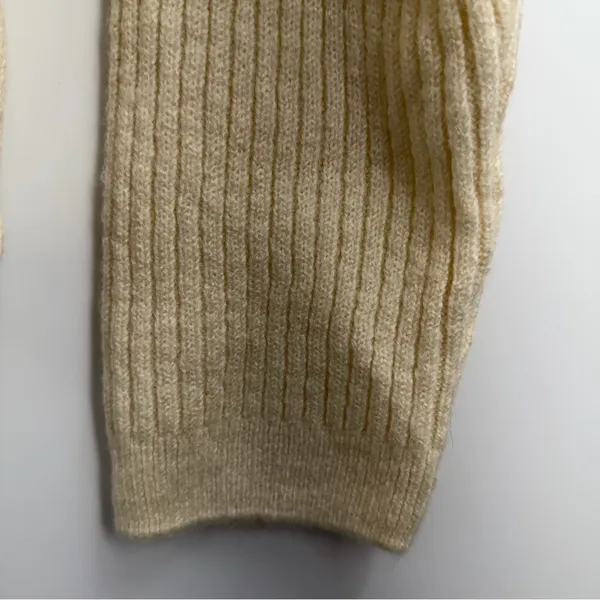 Mango MNG Wool Blend Layered Mock Neck Sweater Cream L NWT Quiet Luxury - Image 3