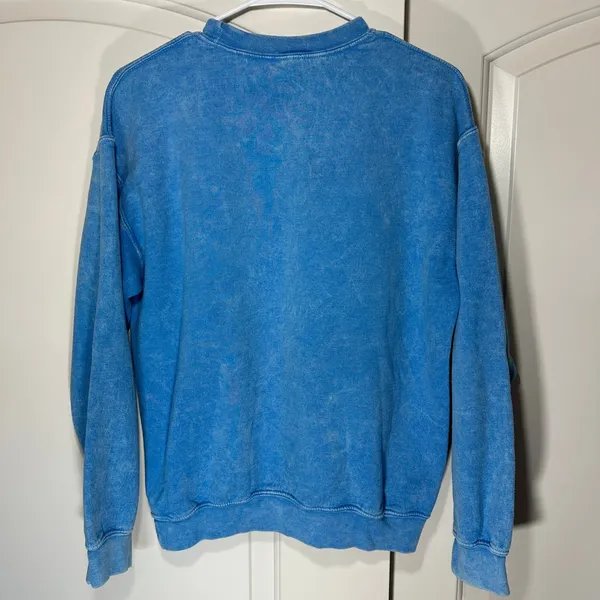 Walt Disney Parks Mickey Mouse Crewneck Sweatshirt Womens M Blue Acid Wash Retro - Image 3