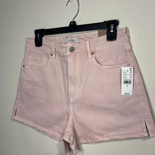 PacSun Light Pink High-Rise Denim Shorts - Image 2